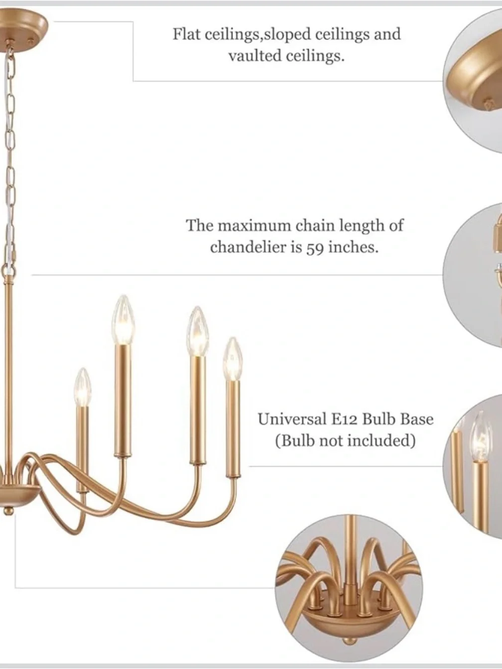 Antique Gold Farmhouse Chandelier, 8 Light Rustic Lighting Fixture Modern